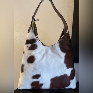 Elegant Cowhide Patterned Hobo Bag